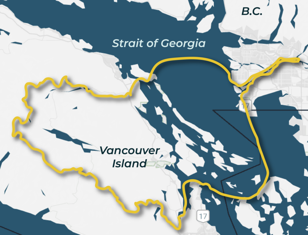 La figure 1 montre le territoire traditionnel des Quw'utsun Mustimuhw sur l'île de Vancouver.